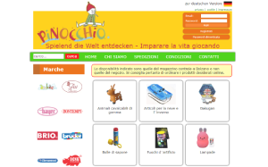 Il sito online di Pinocchio Toys Biz